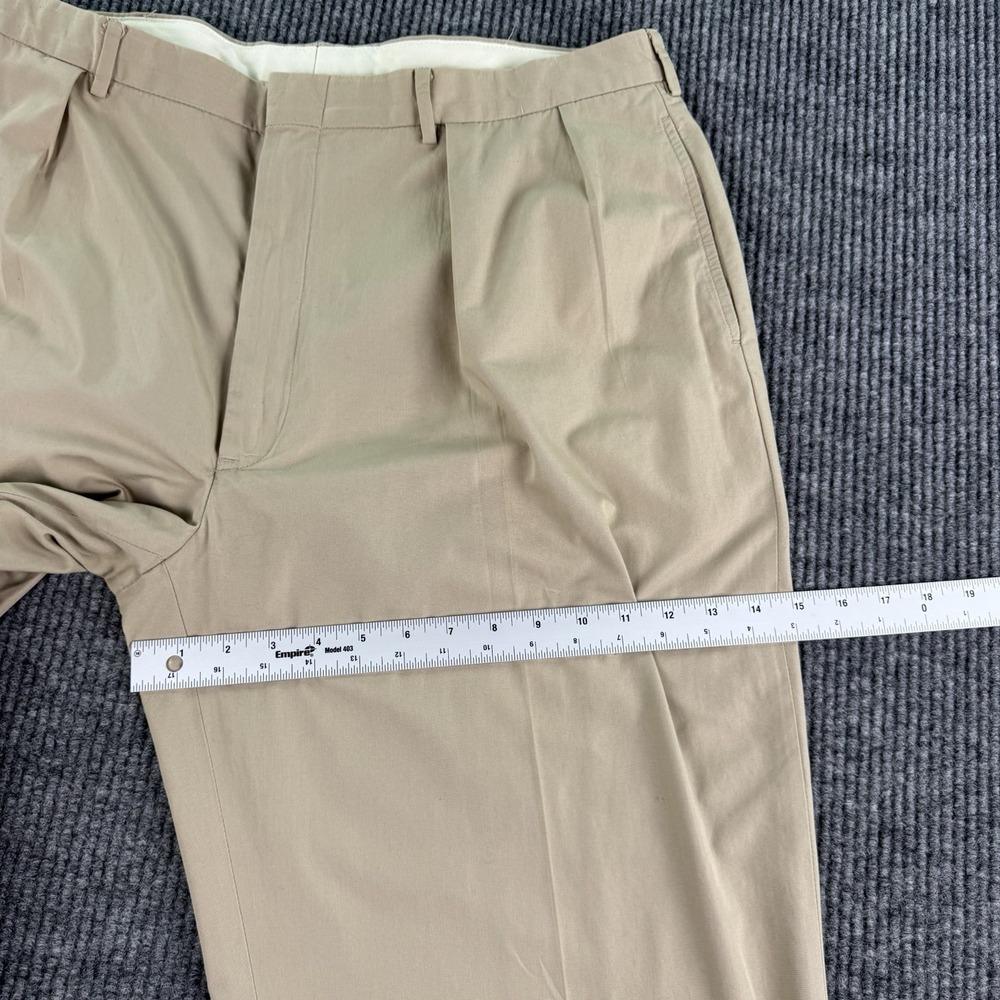 Vintage Polo Ralph Lauren Pants Men 40x30 Beige Cotton Pleated Wide Leg Preppy - Picture 4 of 10